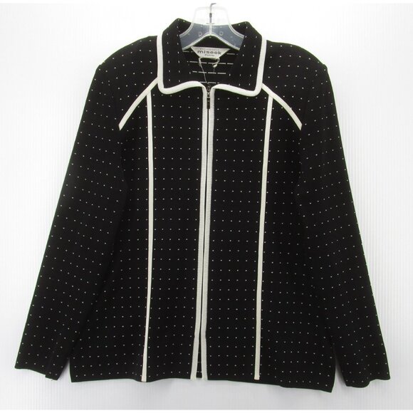 VINTAGE Misook Sweater Medium Petites Cardigan Jacket Full Zip Knit - Picture 1 of 11